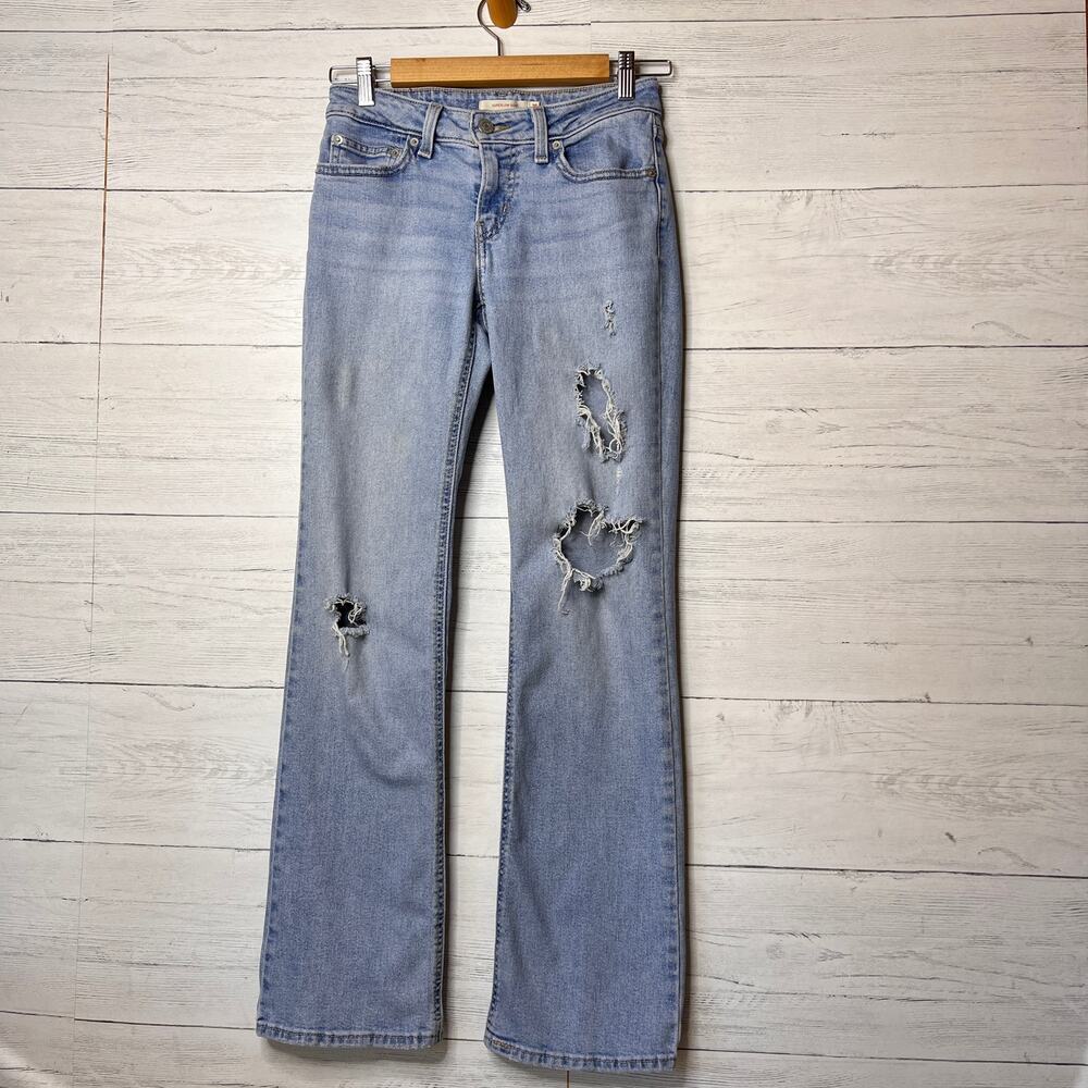 Levis Jeans Womens Size 25 Superlow Boot Light Wash Distressed